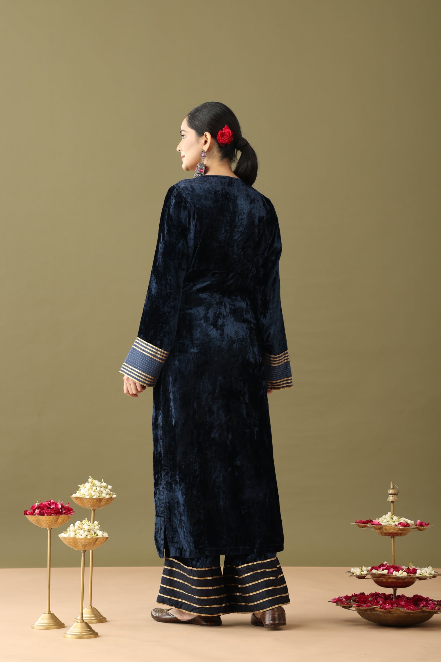 Utsaah Blue Velvet Gotta Kurta Set