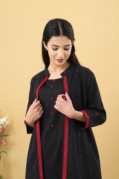 Saadgi Black Red Jamdani - Set of 3