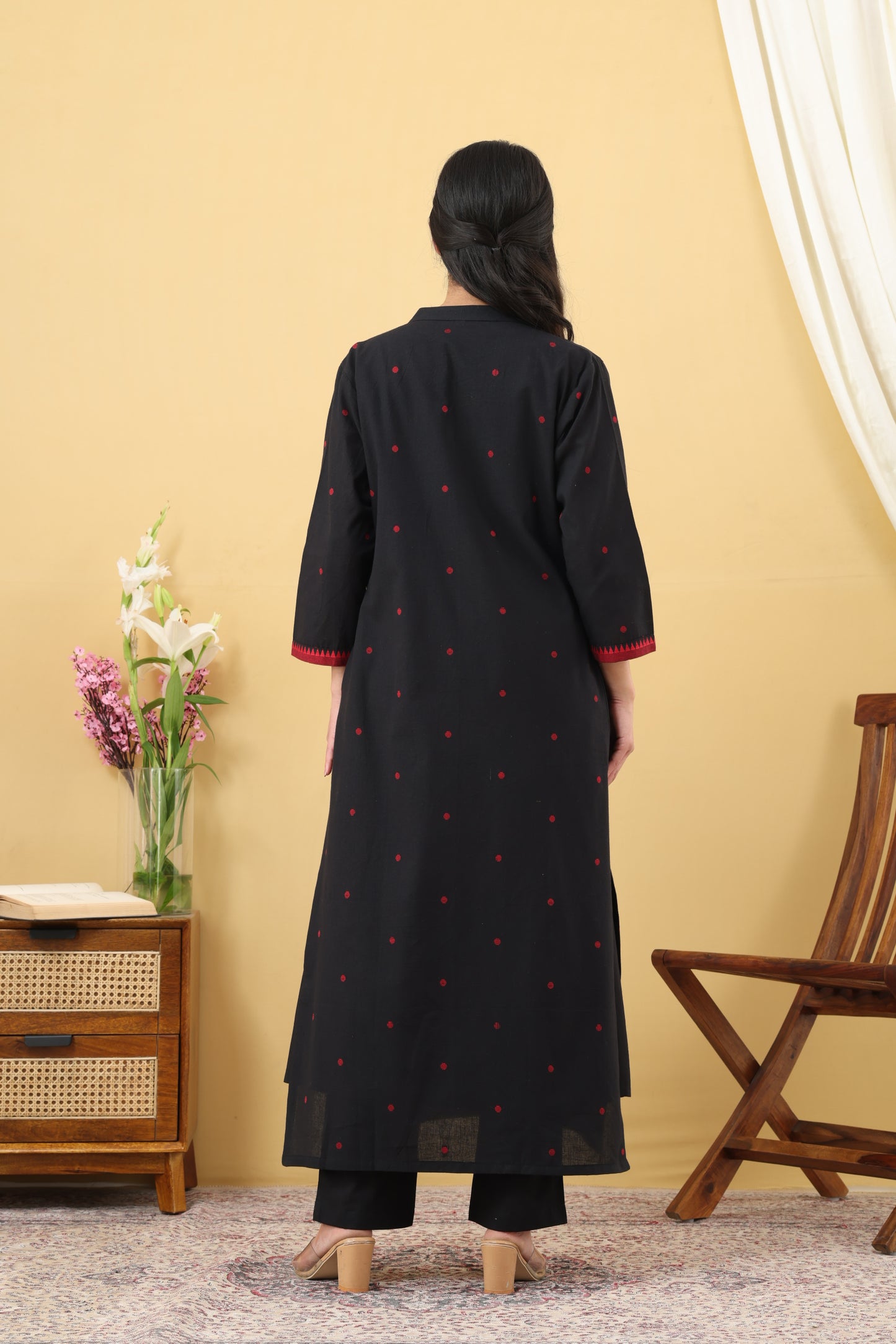 Saadgi Black Red Jamdani - Set of 3