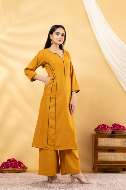 Saadgi  Mustard Side Kali Suit Set