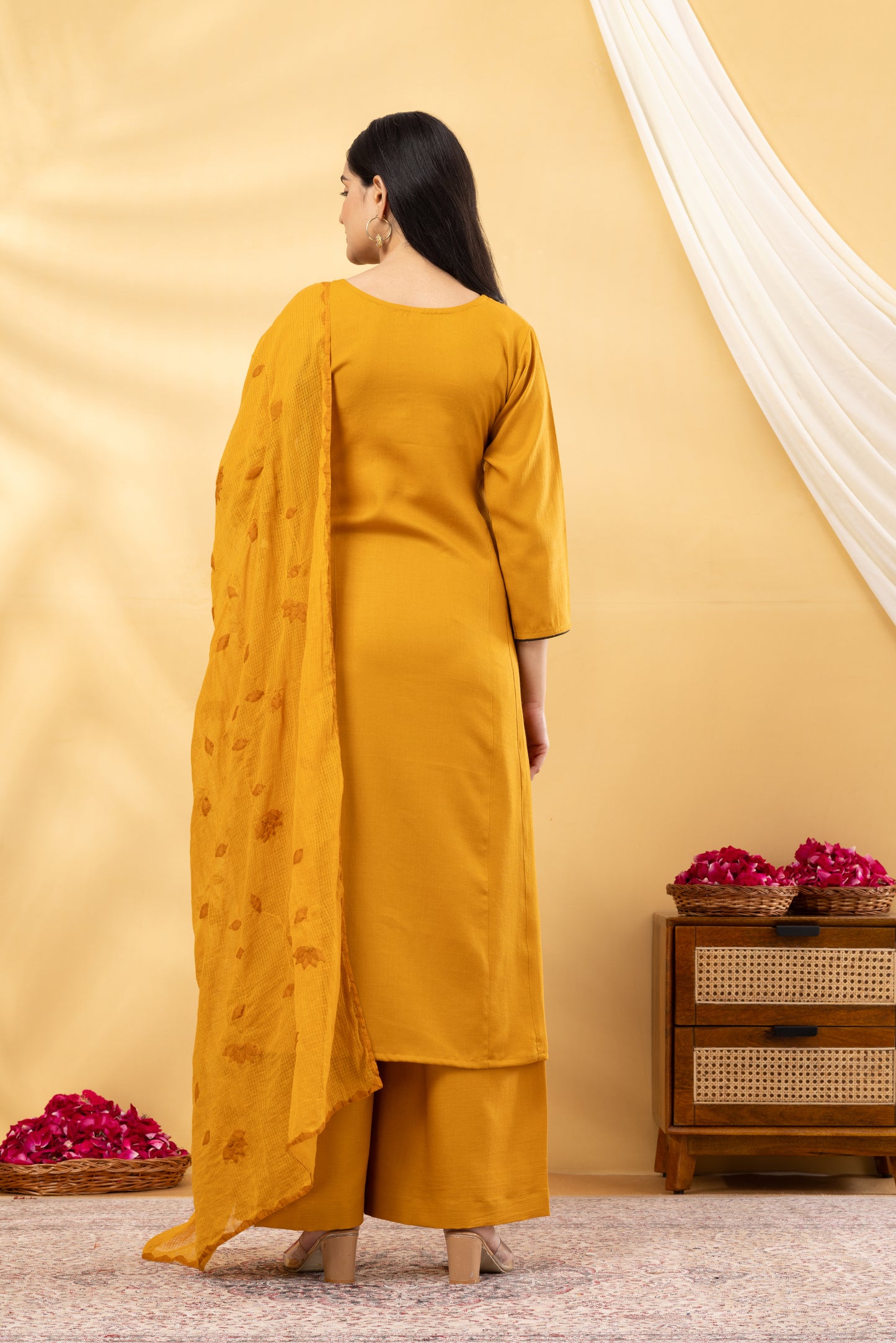 Saadgi  Mustard Side Kali Suit Set