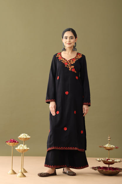 Utsaah Black Aari Embroidery Kurta Set