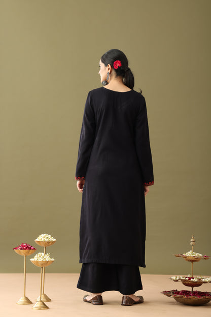 Utsaah Black Aari Embroidery Kurta Set