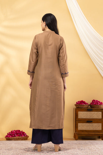 Saadgi  Warm Copper and Navy kurta Set