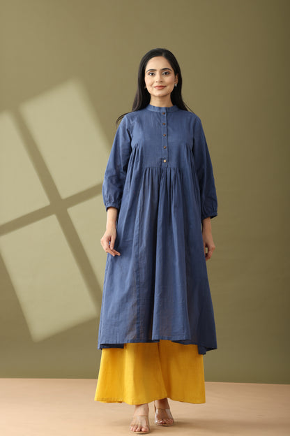 Utsaah True Blue And Yellow Kurta Set