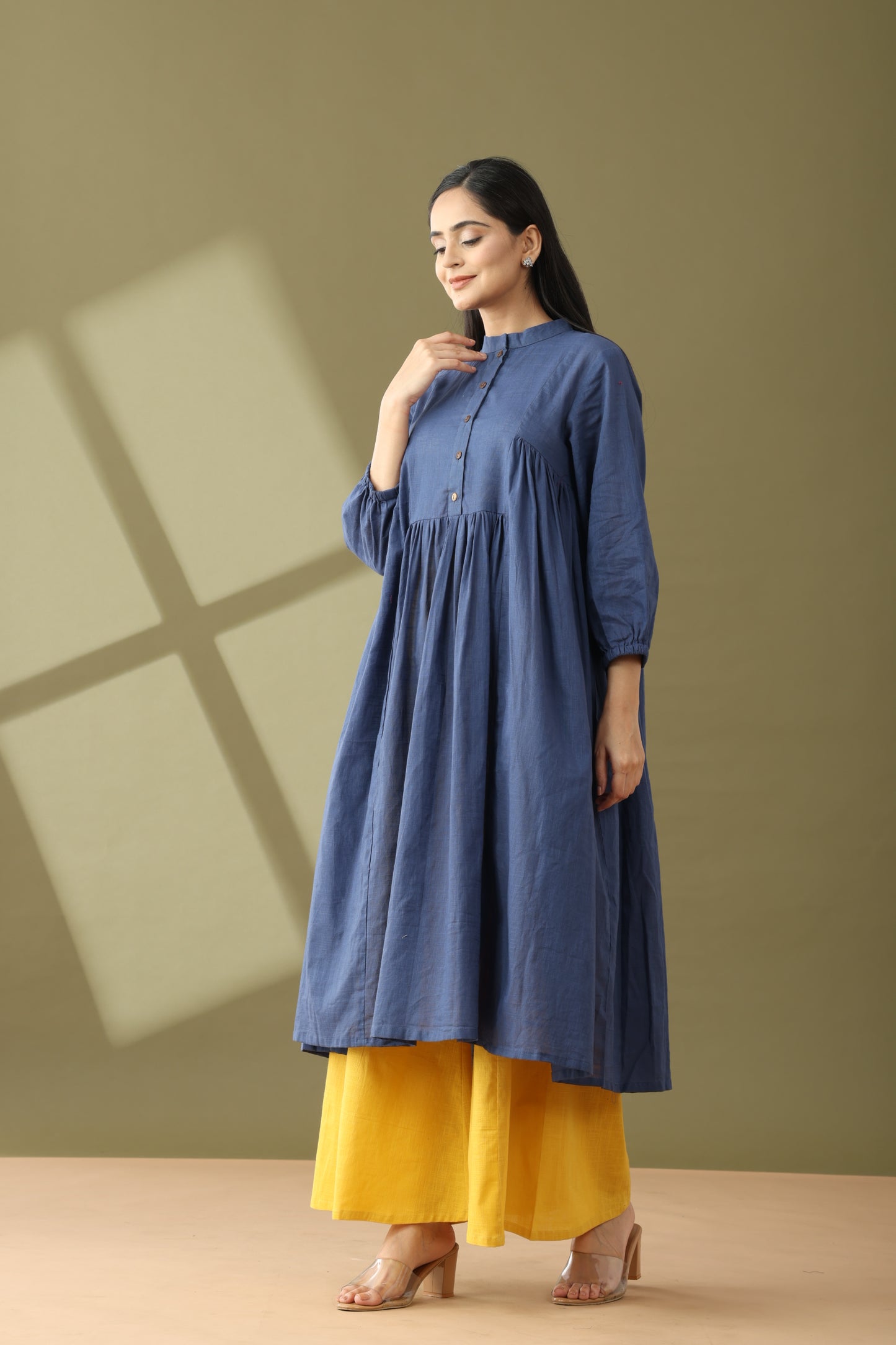 Utsaah True Blue And Yellow Kurta Set