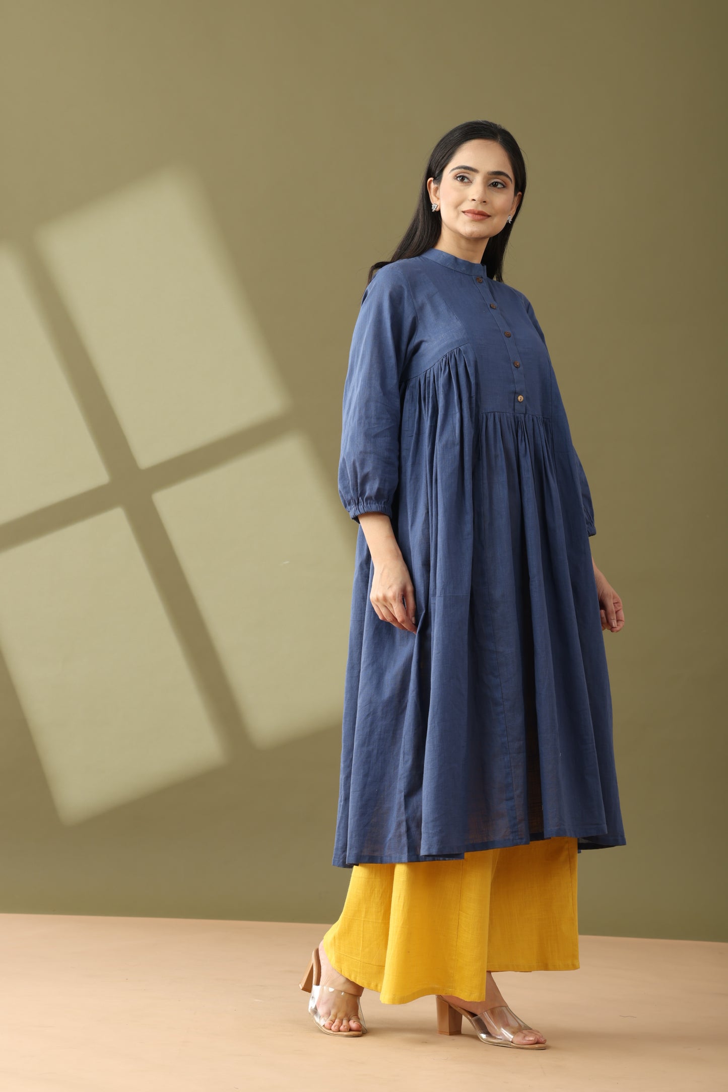 Utsaah True Blue And Yellow Kurta Set