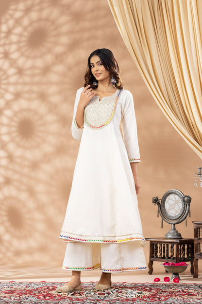 Umang Cream Patch Kurta Set