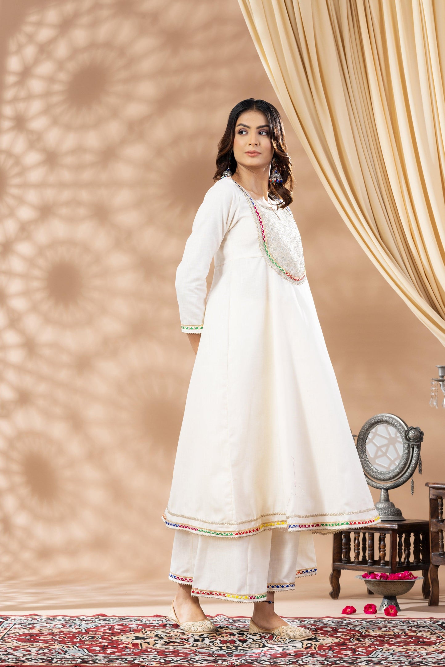 Umang Cream Patch Kurta Set