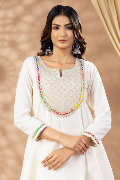 Umang Cream Patch Kurta Set