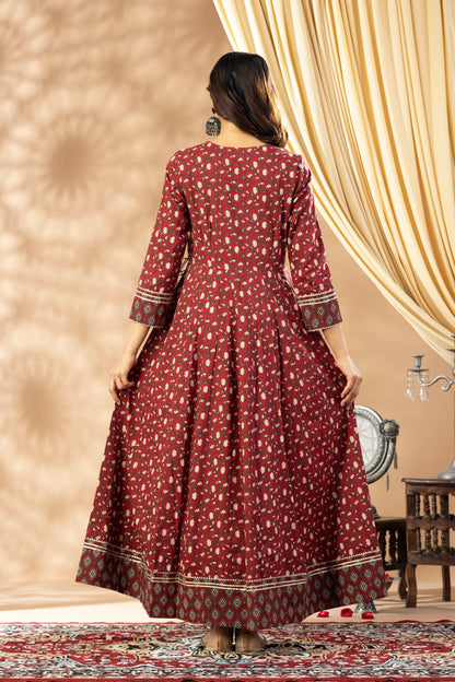 Umang Deep Maroon Angrakha Dress