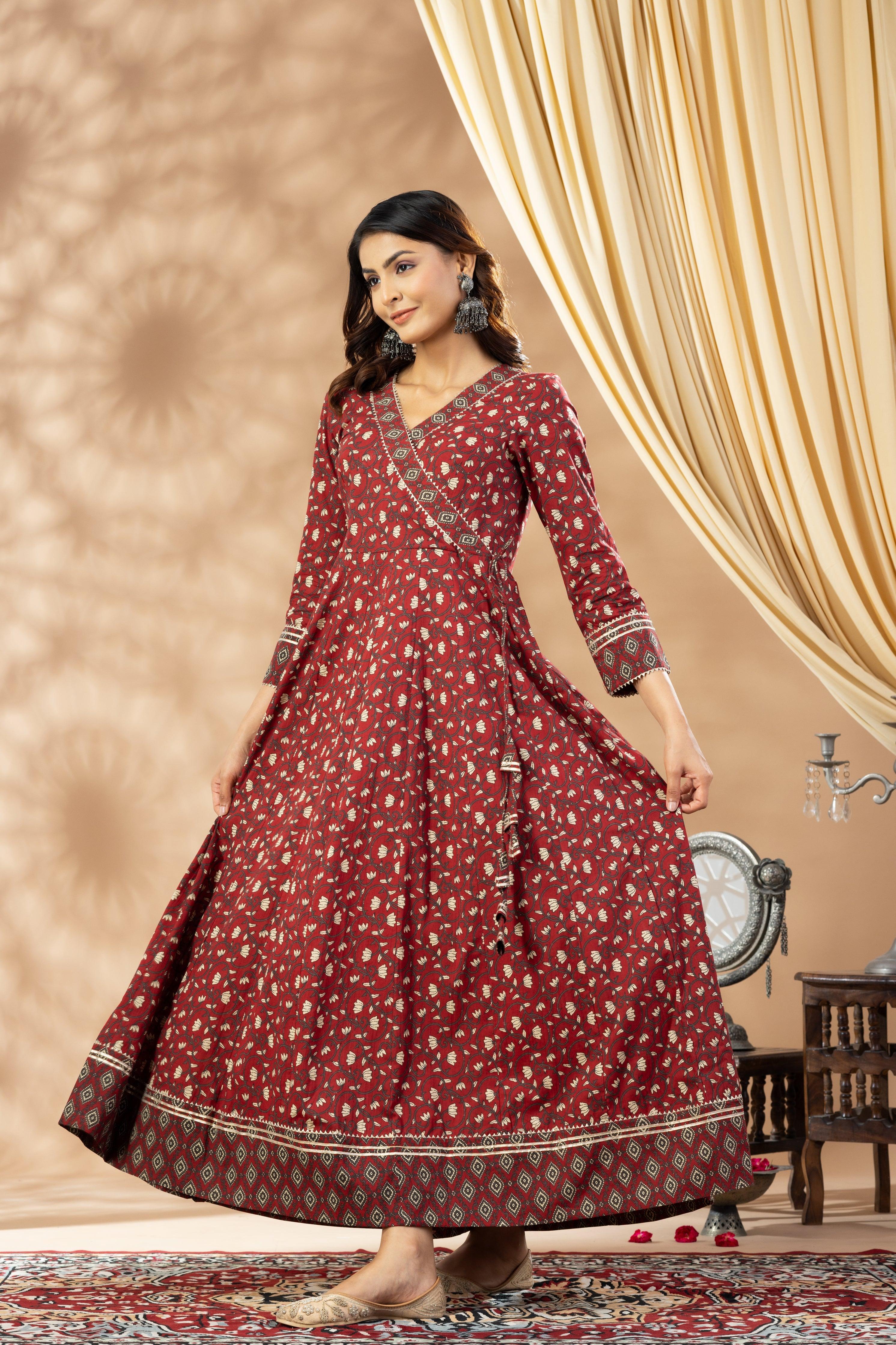 Umang Deep Maroon Angrakha Dress Handikart Online Sales Private Limited