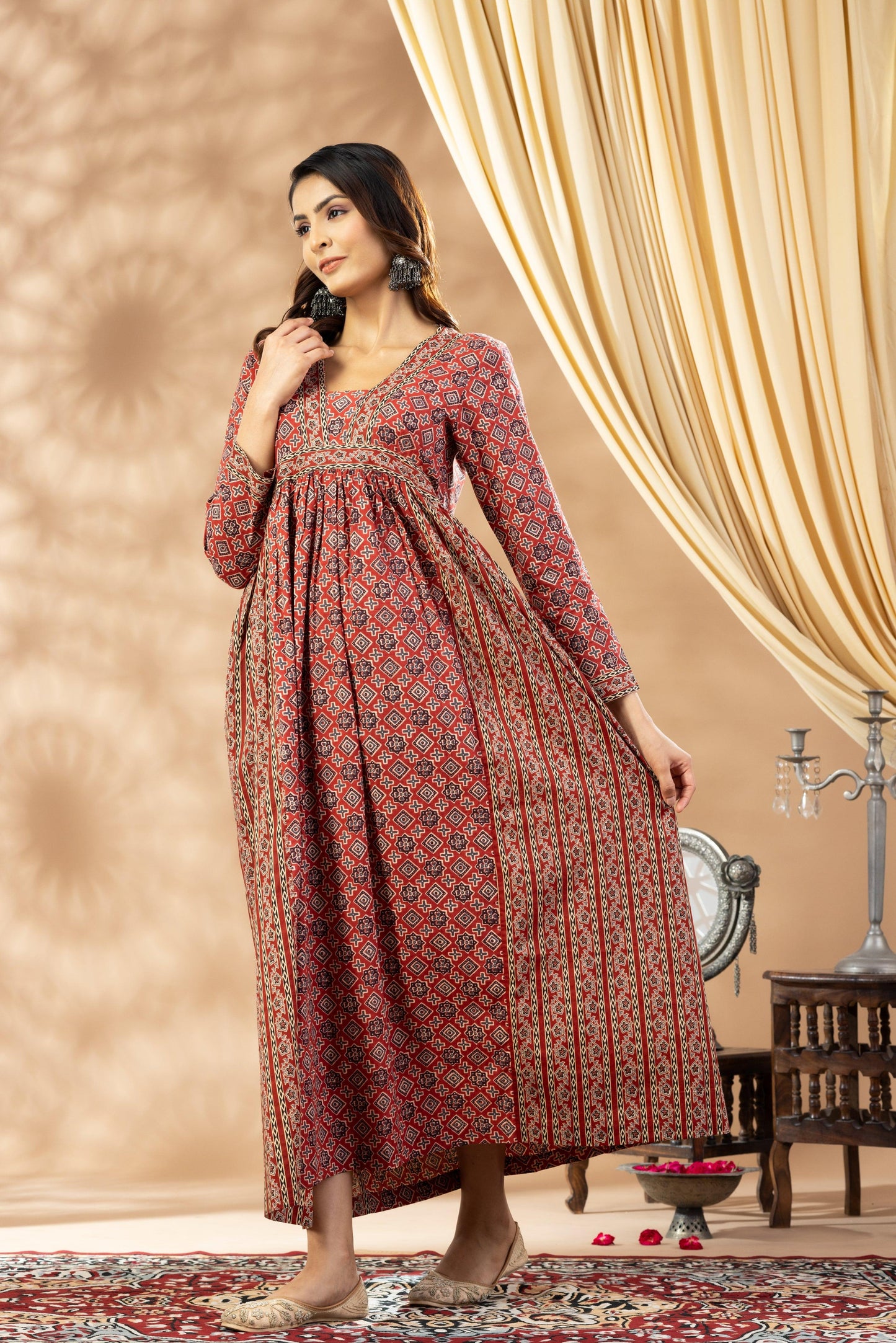 Umang Barn Red Dual Print Dress