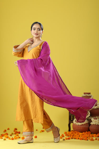 Utsaah Mustard Yellow Kurta Set