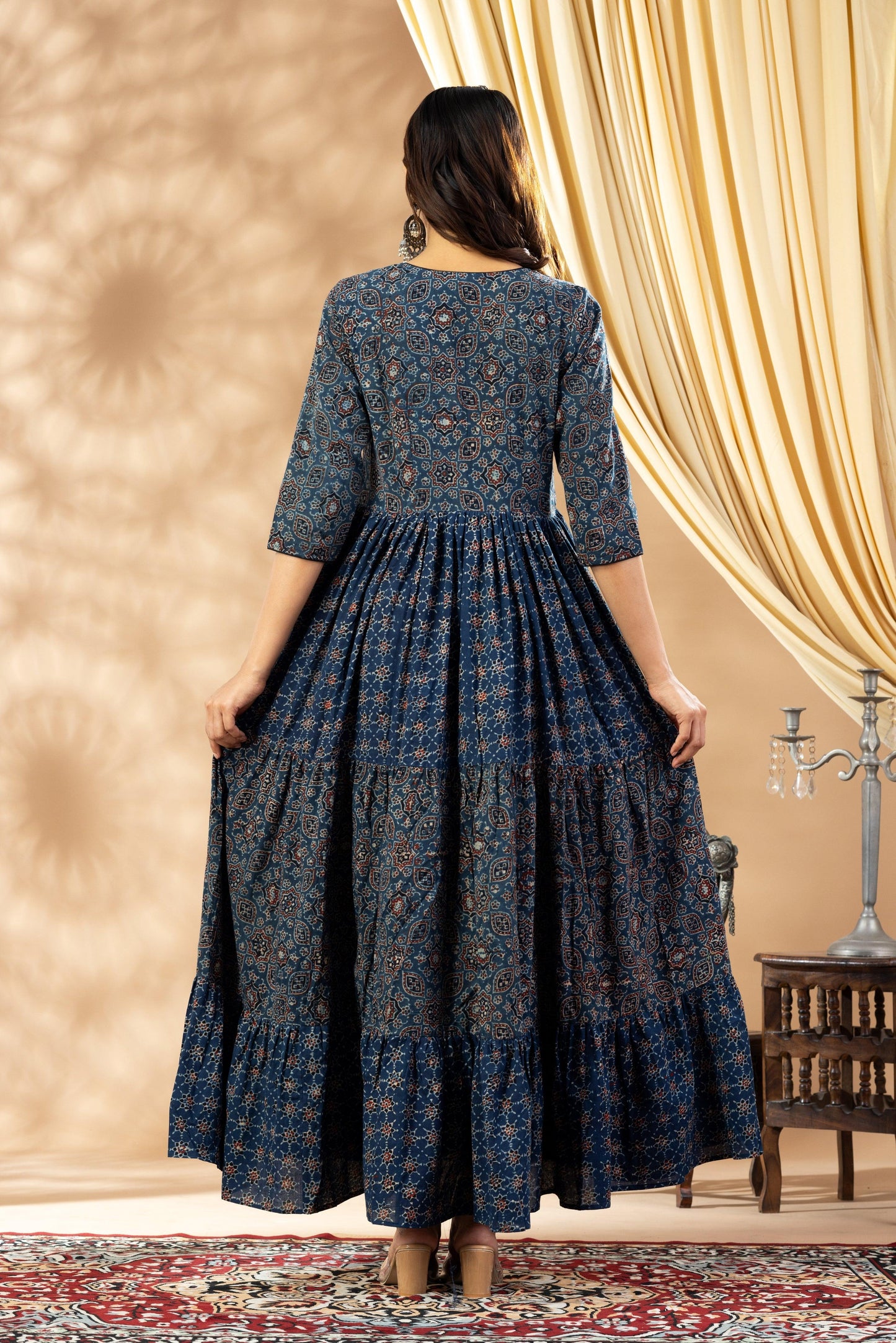 Umang Indigo Ajrakh Tier Dress