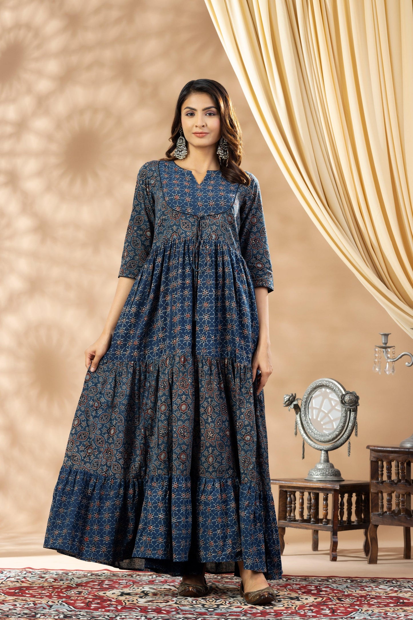 Umang Indigo Ajrakh Tier Dress