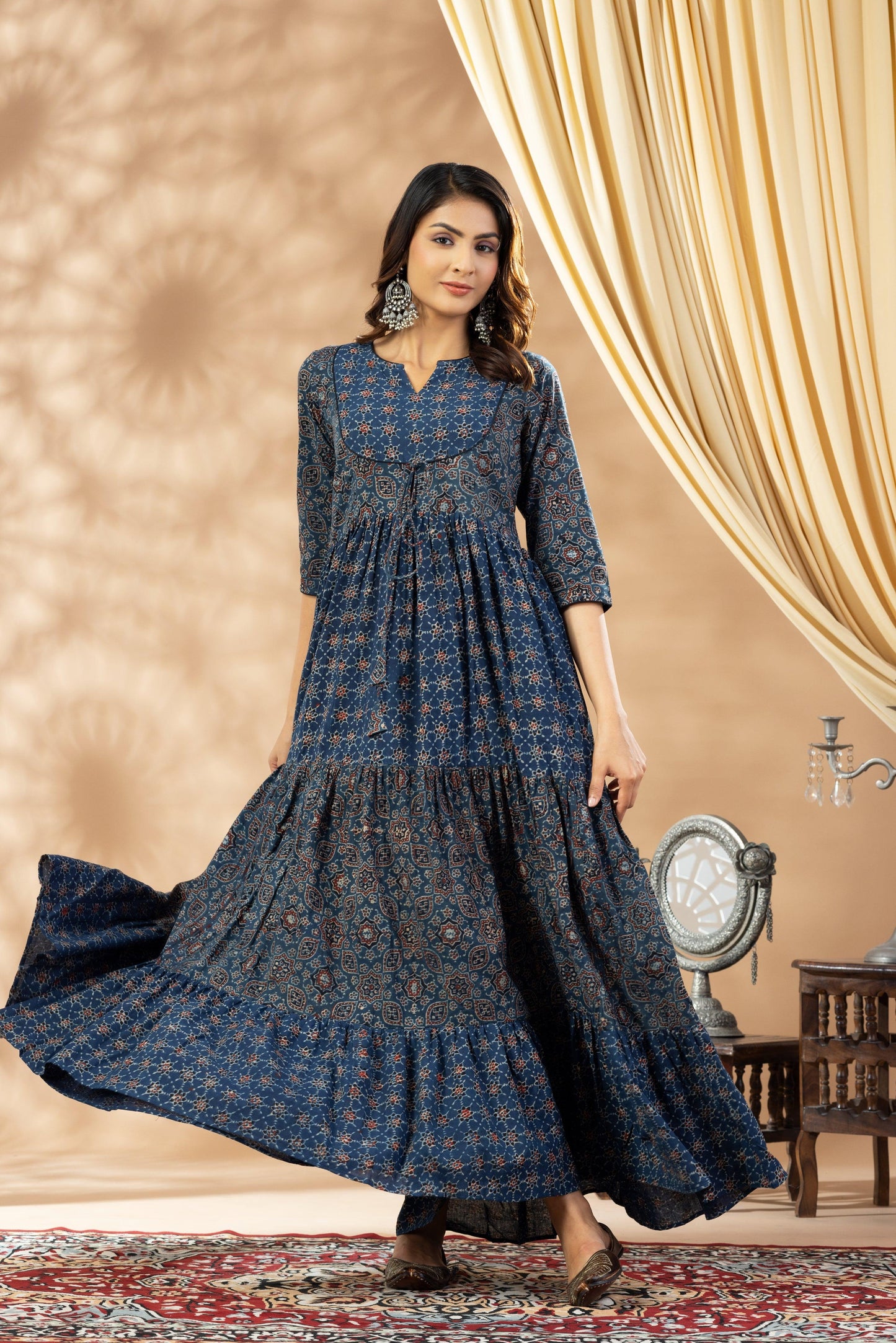 Umang Indigo Ajrakh Tier Dress