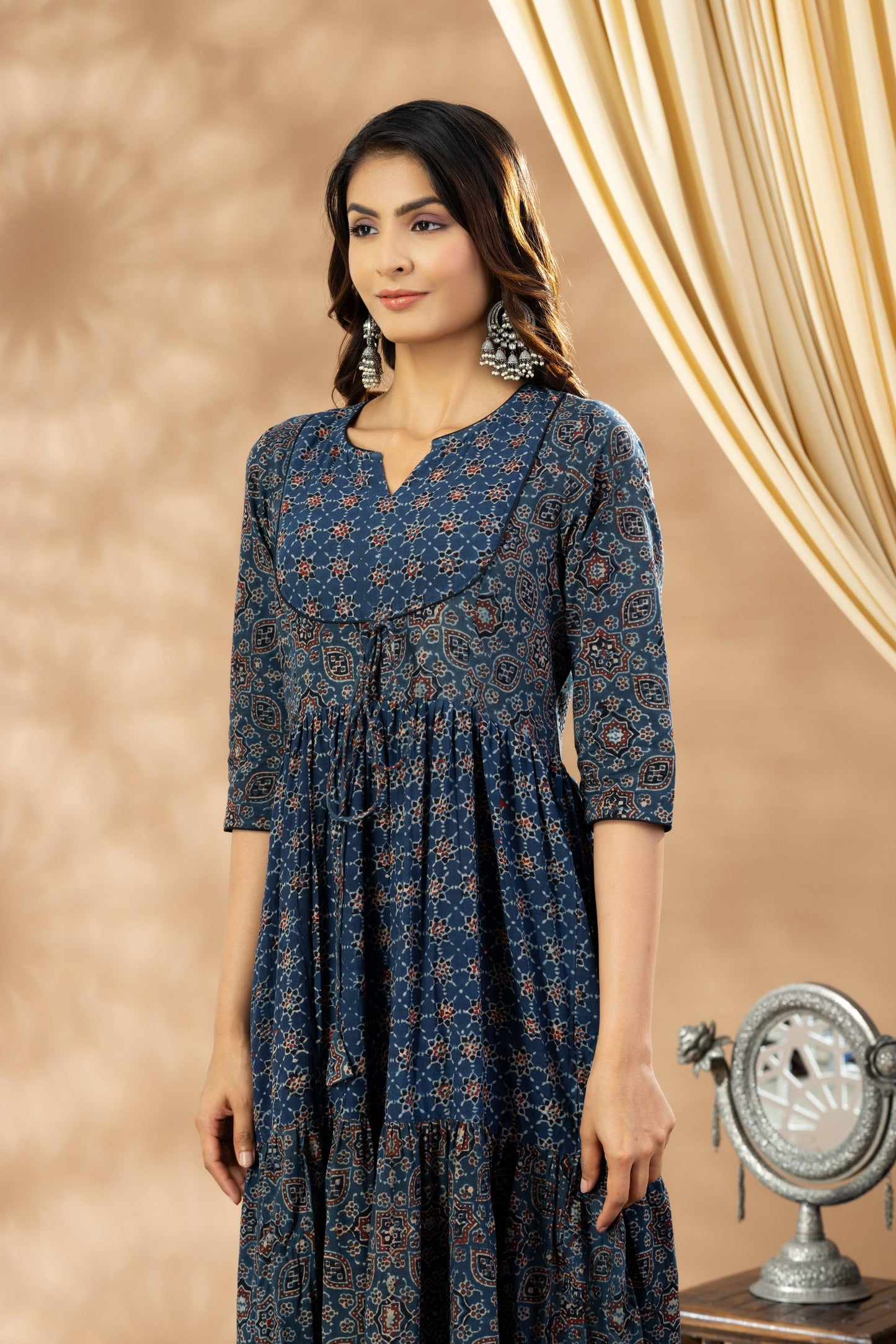 Umang Indigo Ajrakh Tier Dress