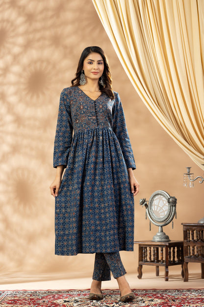 Umang Indigo Ajrakh Kurta Set