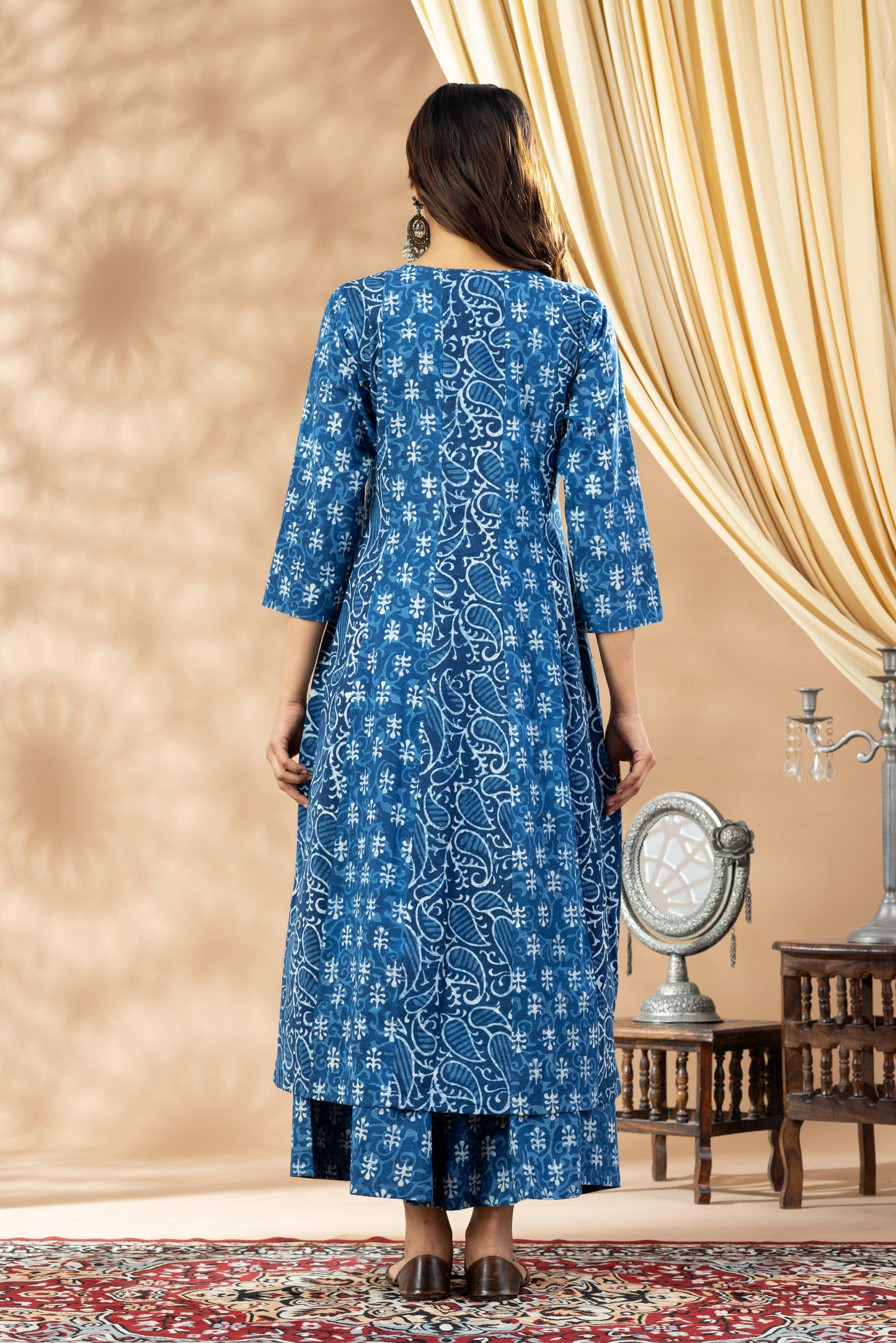 Umang  Indigo Kalidar Dabu Kurta Set