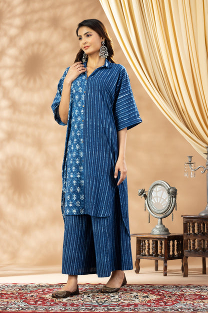 Umang Indigo Bagru Kurta Set