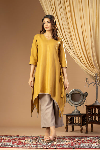 Umang Bronze And Grey Asymmetrical Kurta Set