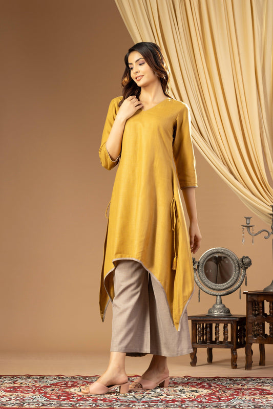 Umang Bronze And Grey Asymmetrical Kurta Set