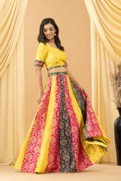 Aseel Jacquard Multicolor Blouse Skirt Set