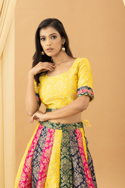 Aseel Jacquard Multicolor Blouse Skirt Set