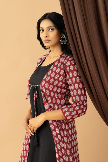 Bahaar Berry Block print shrug dress