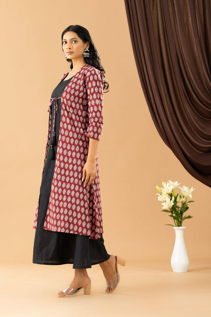 Bahaar Berry Block print shrug dress