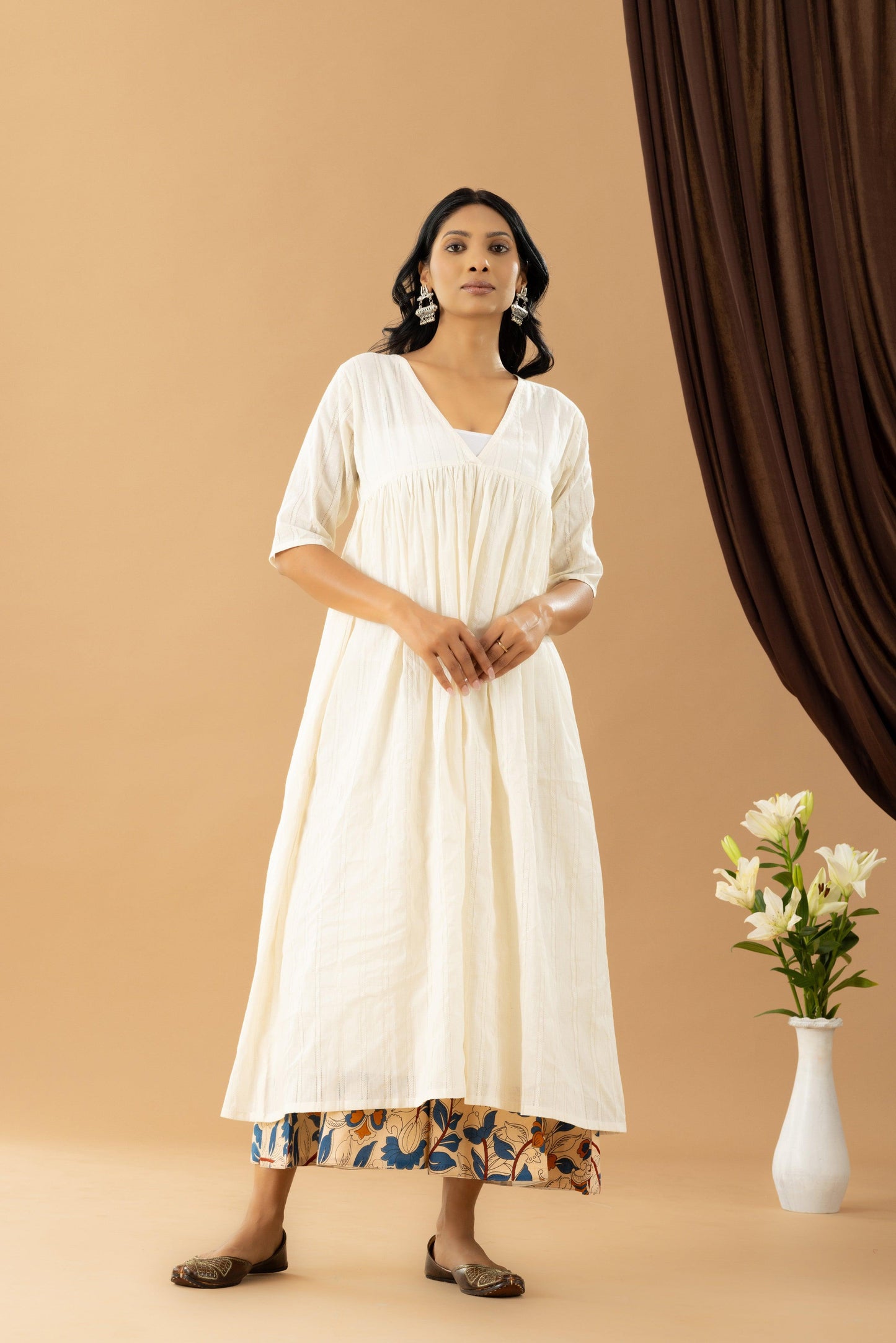 Bahaar Flour White Kurta Set