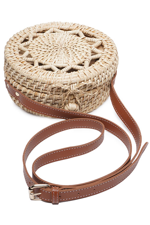 Stylish Handwoven Rattan Round Crossbody Bag - Limited Stock Available –  Ganapati Crafts Co.