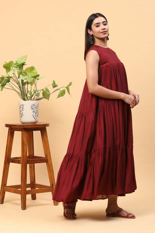 Maroon colour party frock