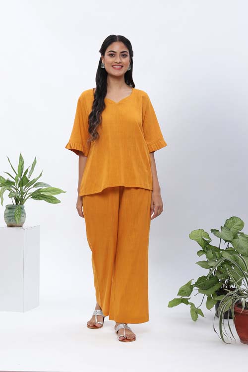 Leila Relaxed Fit Tunic with Palazzo Pants in Amber – The STORY Brand
